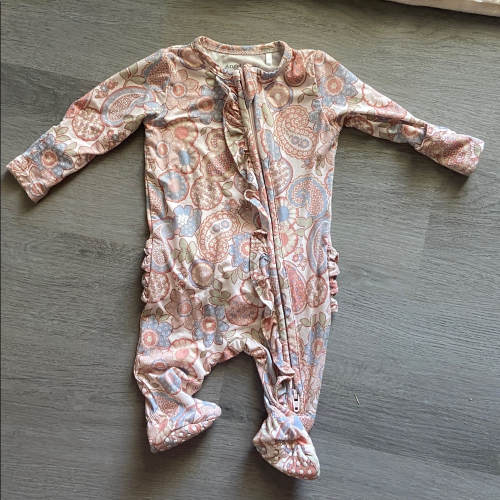 Angel Dear Paisley Print Footie - Pink and Blue